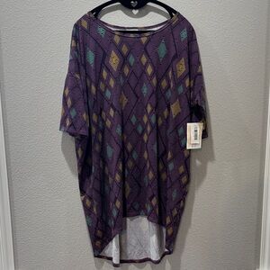 NWT LuLaRoe Irma Top – Purple Geometric Diamond Print – NWT – Size XL